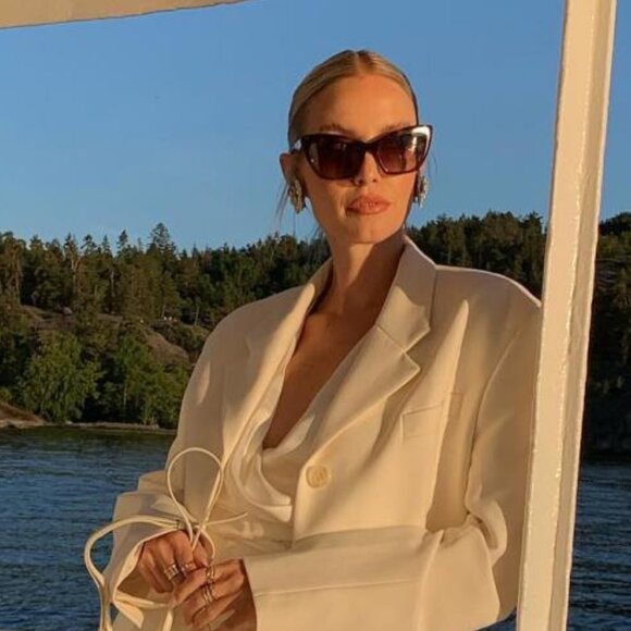 MaxMara LOGO14 MM0063 21G Cat Eye Sunglasses - White/Brown Mirror - Picture 2 of 11